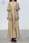 MUTEDANCE silk waist adjustable long skirt MD23FW21 bronze PM103